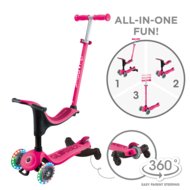 GLOBBER tõukeratas Go Up Sporty Lights 360°, erkroosa, 456-610 S