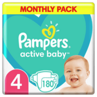 PAMPERS mähkmed ACTIVE BABY, Suurus 4, 180 tk., 9-14 kg.