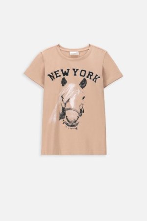 COCCODRILLO lühikeste varrukatega t-särk EVERYDAY GIRL A, beež, WC4143205VGA-002- 