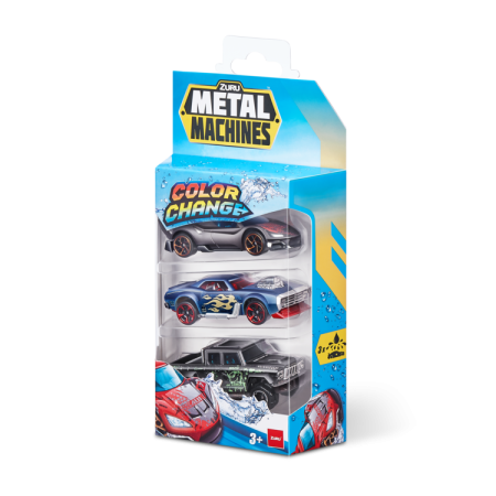 METAL MACHINES 3 autot komplekt värvimuutev, assortii, 67101 