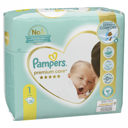 PAMPERS Premium Care teipmähkmed, suurus 1, 26 tk, 81765753 81765753