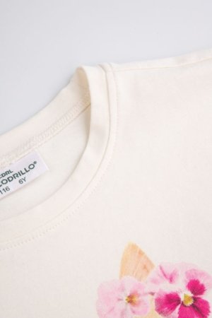 COCCODRILLO pikkade varrukatega t-särk, kreemi värv, WC6143103FGK-003-098 