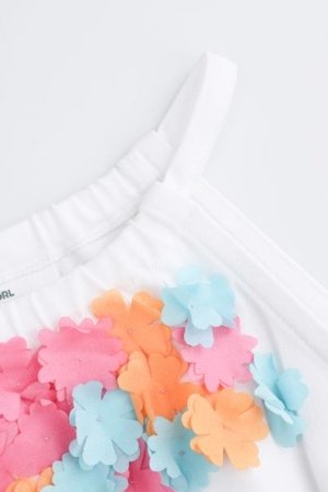 COCCODRILLO lühikeste varrukatega särk FLOWER PARADISE GIRL KIDS, valge, WC5143301FGK-001-122, 122 cm 