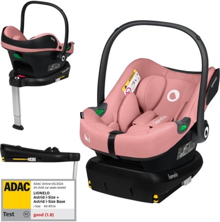 LIONELO turvahäll alusega ISOFIX ASTRID I-SIZE, Pink coral, 40-87 cm. 