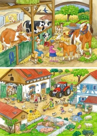 RAVENSBURGER PUZZLE pusle Päev talus, 2x24 tk, 09195 9 