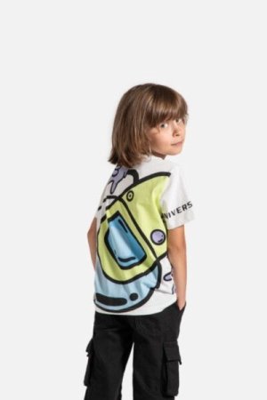 COCCODRILLO t-shirt WORLD OF PIXEL BOY KIDS, valged, ZC4143202WBK-001-122, 122 cm 