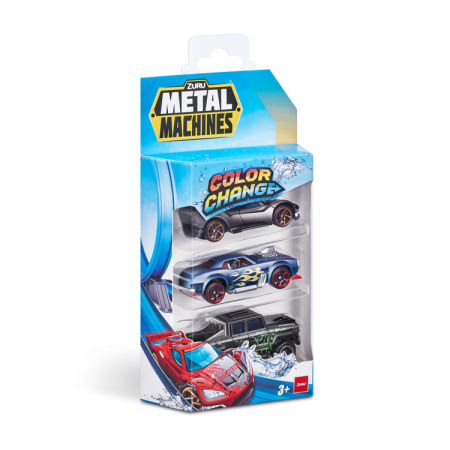 METAL MACHINES 3 autot komplekt värvimuutev, assortii, 67101 