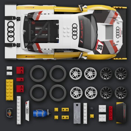 MATTEL BRICK SHOP HOT WHEELS 1:16 Elite Audi R8 LMS ehituskomplekt, JFT18 
