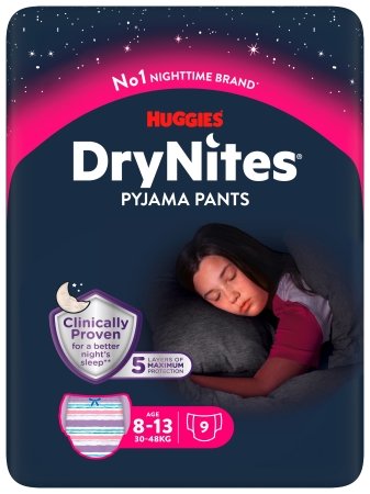 HUGGIES mähkmed DryNites Conv Girl D-Light, 8-15 a., 9 tk., 2244012 