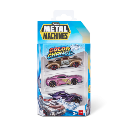 METAL MACHINES 3 autot komplekt värvimuutev, assortii, 67101 