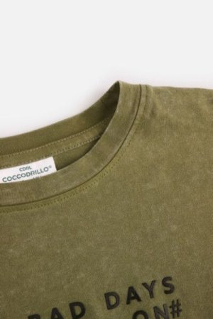 COCCODRILLO t-shirt GRUNGE SWAMP BOY JUNIOR, rohelised, ZC4143101GBJ-011-164, 164 cm 