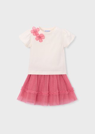 MAYORAL lühikeste varrukatega t-särk + seelik, camellia, 3.946-82, 104  cm 