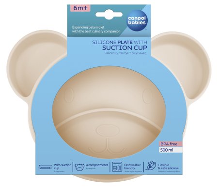 CANPOL BABIES Silicone Suction Trigeminal Taldrik BEAR, 51/401_creme 