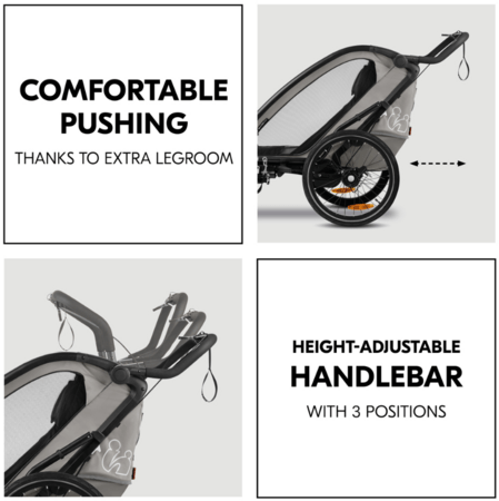 HAUCK käru/jalgrattahaagis 2 lapsele BIKE N WALK DUO, Light grey, 515082 