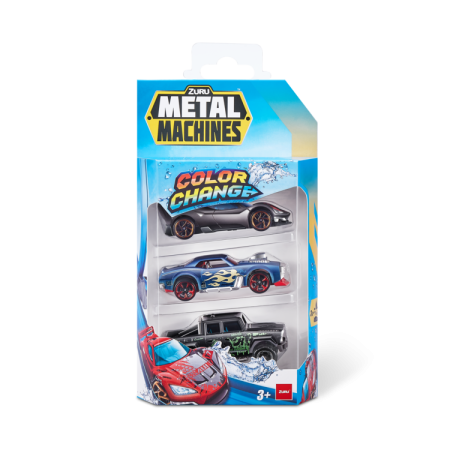 METAL MACHINES 3 autot komplekt värvimuutev, assortii, 67101 