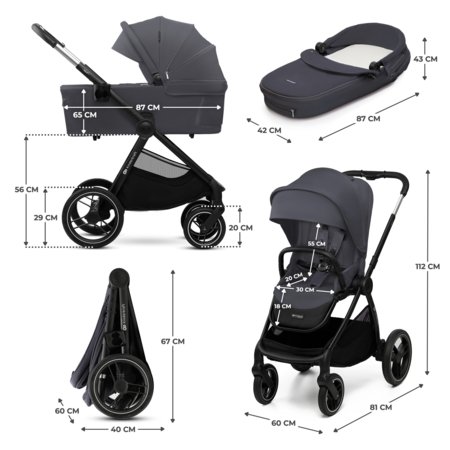 KINDERKRAFT universaalne käru 2IN1 NEA 2.0, deep grey, KSNEA002DGR2000 