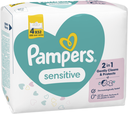 PAMPERS niisked salvrätikud SENSITIVE, 4x52 tk 