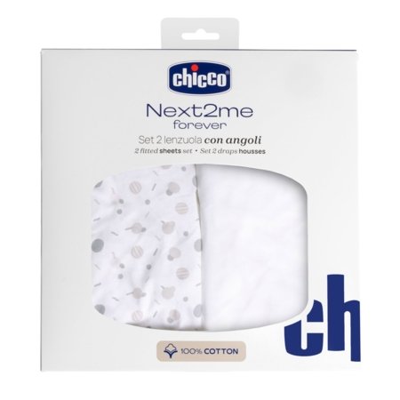 CHICCO linane voodipesu voodile NEXT2ME FOREVER, 58x110 cm, 2 tk, konfettidega 