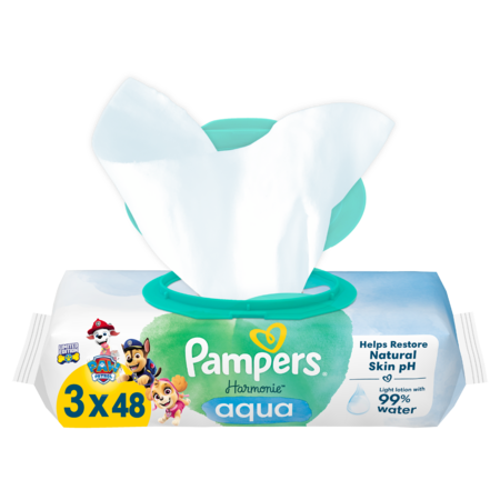 PAMPERS niisked salvrätikud HARMONIE AQUA PAW PATROL, 3x48 tk. 