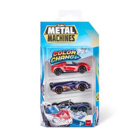 METAL MACHINES 3 autot komplekt värvimuutev, assortii, 67101 