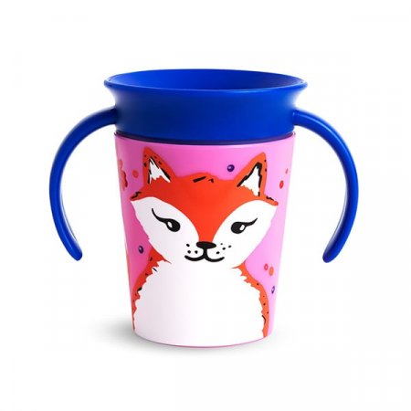 MUNCHKIN WildLove Trainer tass käepidemetega, Miracle 360,  6m+, 177 ml, rebane, 05177401 05177402