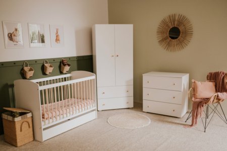 KLUPŚ kahe uksega kapp KAROLINA, White/Pine 