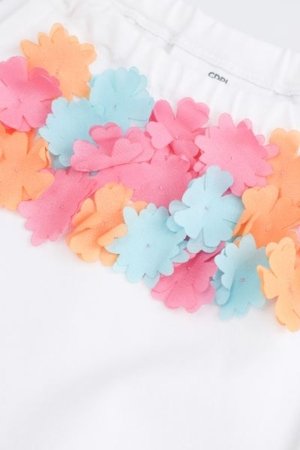 COCCODRILLO lühikeste varrukatega särk FLOWER PARADISE GIRL KIDS, valge, WC5143301FGK-001-122, 122 cm 