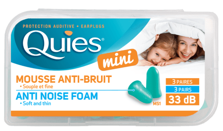 Quies kaitsvad polüuretaanvahust minikõrvatropid (sobivad lastele), 3 paari 