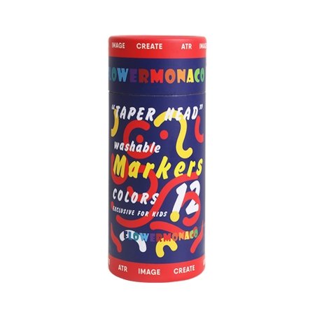 FLOWERMONACO pestavad viltpliiatsid Taper Head Washable Markers, 12 värvi, 847361 