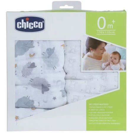 CHICCO musliinist mähkmelina, 2 tk, pilved/konfetti  
