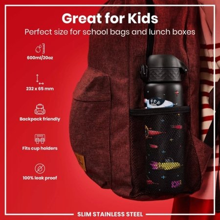 ION8 roostevabast terasest veepudel, Spaceships, 600 ml., I8SS600PKSPACE 
