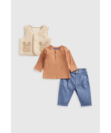 MOTHERCARE krekls ar īsām piedurknēm, veste un bikses, IF514 92 