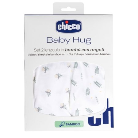 CHICCO linane voodipesu hällile BABY HUG, 39x77 cm, 2 tk, rohelised lehed 
