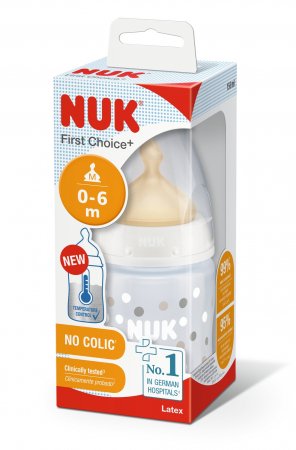 NUK First Choice+ polüpropüleenist pudel lateksist lutt 150ml, M, SK52 SK52