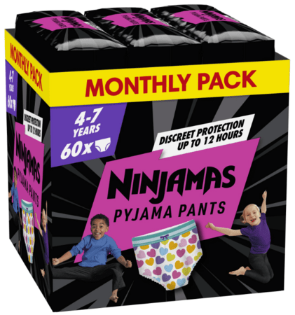 PAMPERS püksmähkmed NINJAMAS Hearts, 7 suurus, 17-30kg, 60 tk., 80756321 