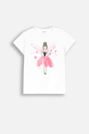 COCCODRILLO t-shirt EVERYDAY GIRL A, valged, ZC4143202VGA-001-152, 152 cm 