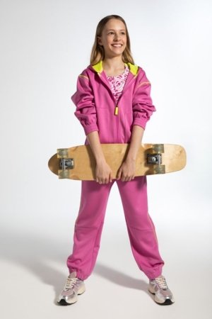 COCCODRILLO hooded pullover with zipper, pink, size 