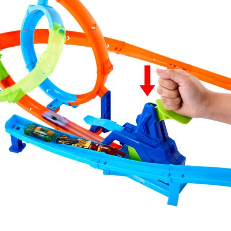 HOT WHEELS Stunt Tracks võidusõiduraja komplekt – Double Loop Challenge, JHK73 
