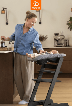 STOKKE söögitool koos turvakaare ja vastsündinu komplektiga TRIPP TRAPP, white, grey NBS, 685900 