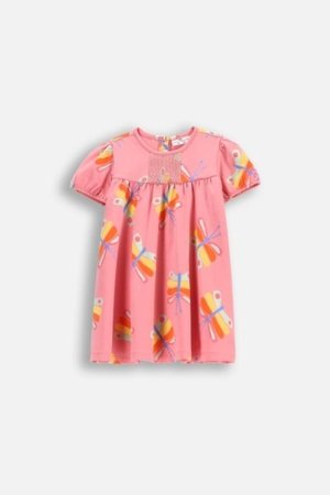 COCCODRILLO lühikeste varrukatega kleit TROPICAL STORY GIRL NEWBORN, roosa, WC5129201TGN-033-086, 86 cm 