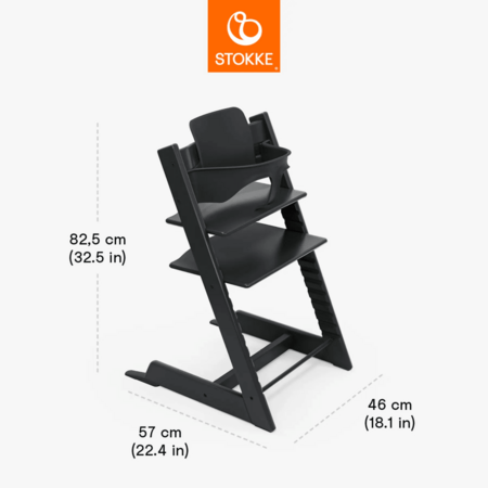 STOKKE söögitool koos turvakaarega TRIPP TRAPP, black, 684600 