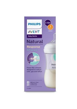 PHILIPS AVENT 83025 pudel "Natural Response" täiendavate AirFree klappidega, 1 kuud+, 260 ml, SCY673/01 1/073