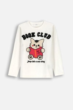COCCODRILLO long sleeved t-shirt ACADEMY GIRL KIDS, ecru, ZC4143104AGK-003-122, 122 cm 