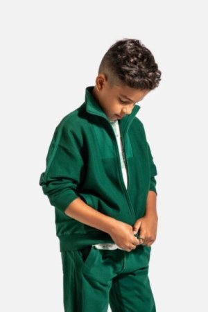 COCCODRILLO pullover with zipper ACADEMY BOY JUNIOR, roheline, ZC4132202ABJ-011-164, 164 cm 