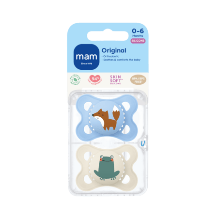 MAM silikoonlutid Original, sinine, 0-6 k., 2 tk., 295107 