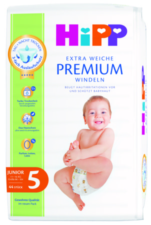 HiPP mähkmed PREMIUM, 5 suurus, 11-16 kg., 44 tk., DA92053 