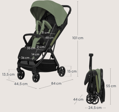 LIONELO käru JULIE AIR, Green sage, LO-JULIE AIR 