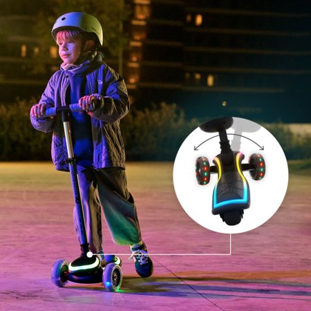 KINDERKRAFT kolmerattaline LED-tõukeratas 2in1 istmega 1 RAKET UP, must, KRRAUP00BLK0000 