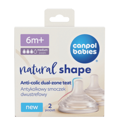 CANPOL BABIES pudelilutid kiire NATURAL SHAPE Anti-colic, keskmise vooga, 6m+, 2 tk., 21/752 