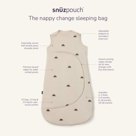 SNUZPOUCH magamiskott, 0-6 k., 2.5 TOG, Grey Cloud, SW008BB 